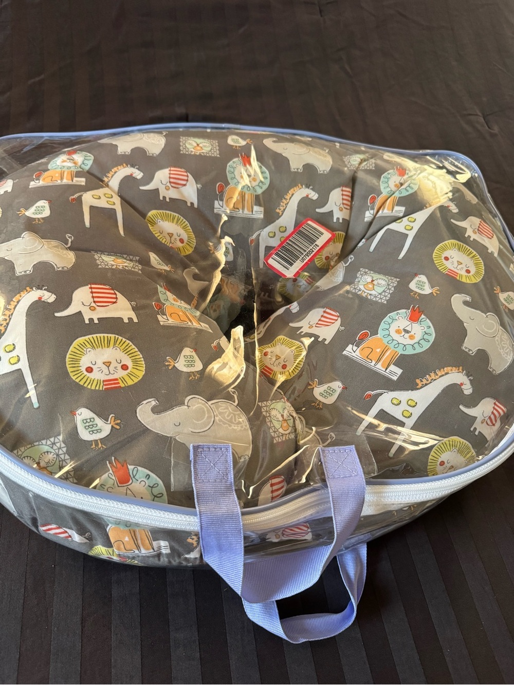 Boppy Gray Striped Nursing Pillow with Animal Accent